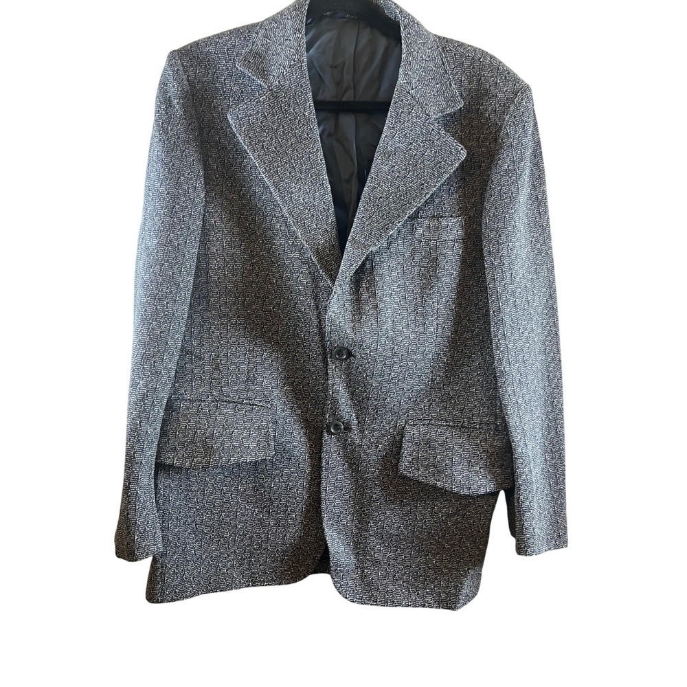 Vintage Johnny Carson Abdallas Navy White Textured Two Button Blazer‎ Sport Coat